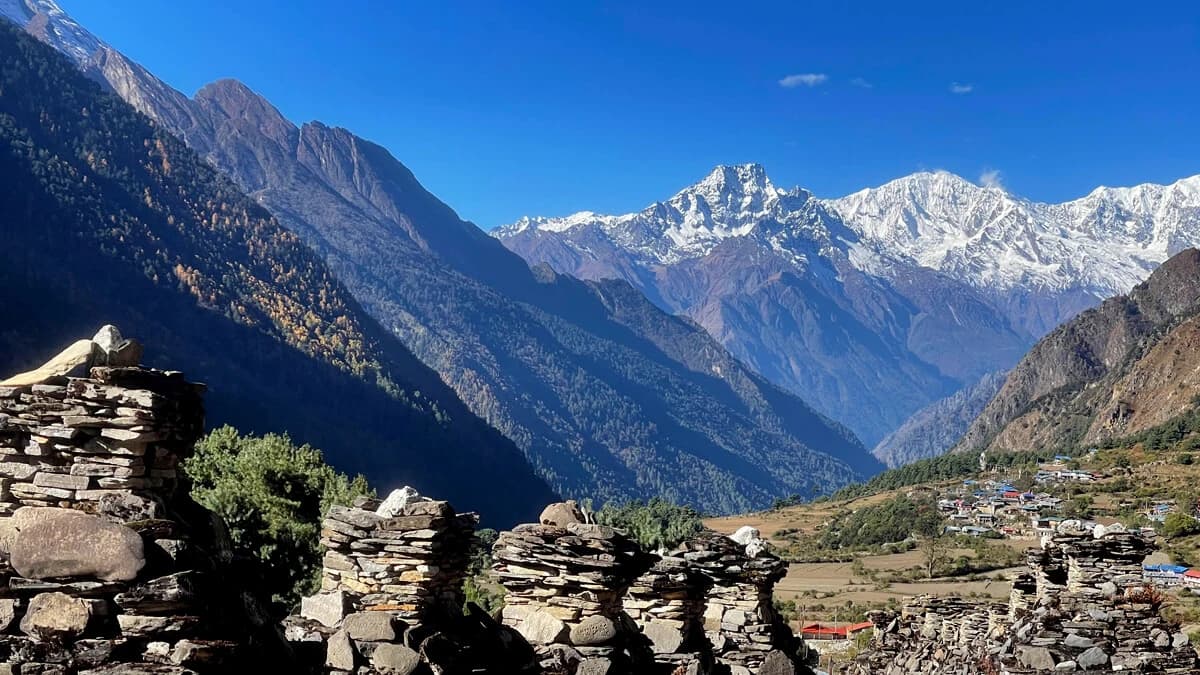 Chekamparo Village in Tsum Valley